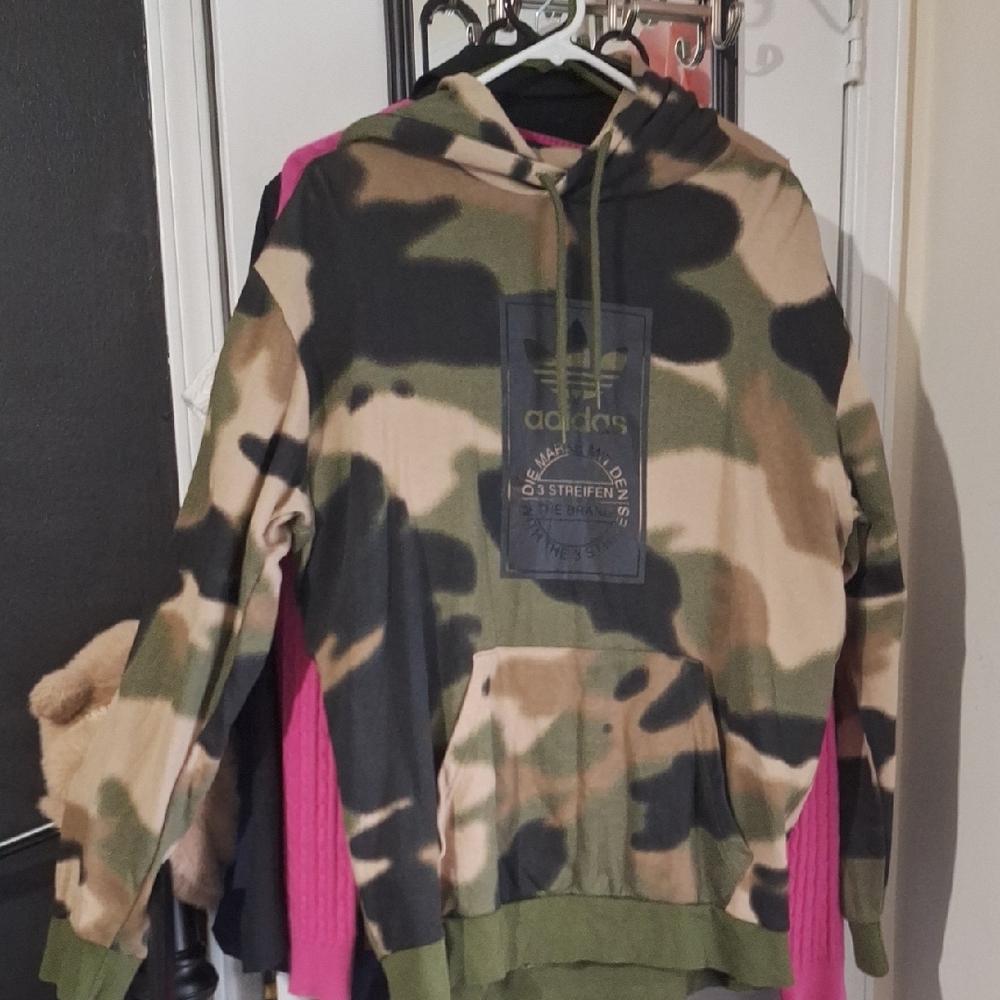 Adidas Camouflage Hoodie - Green and Black